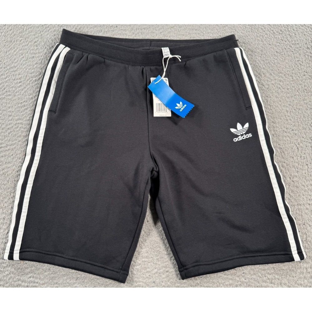 Adidas Shorts Boys XL Black Athletic Fleece Lined Sports Performance 3 Stripe